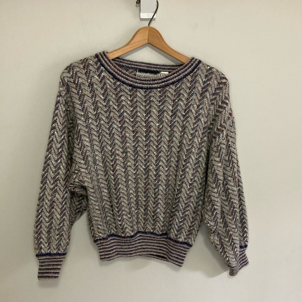 Vintage Bramble Lane Women’s Sweater, Size Medium, gray pink blue